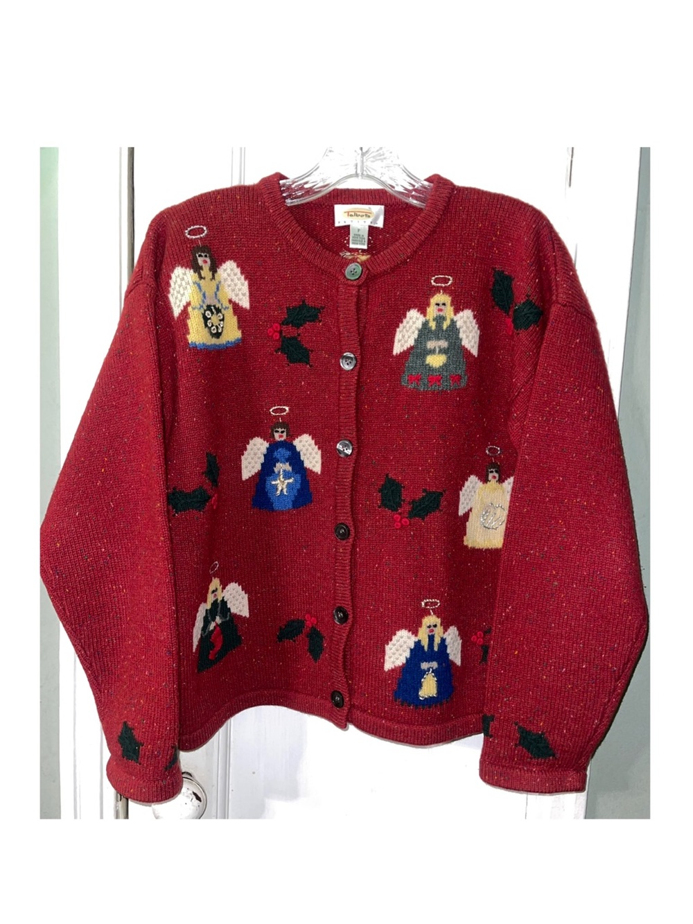 Talbots Red Knit Cardigan Sweater